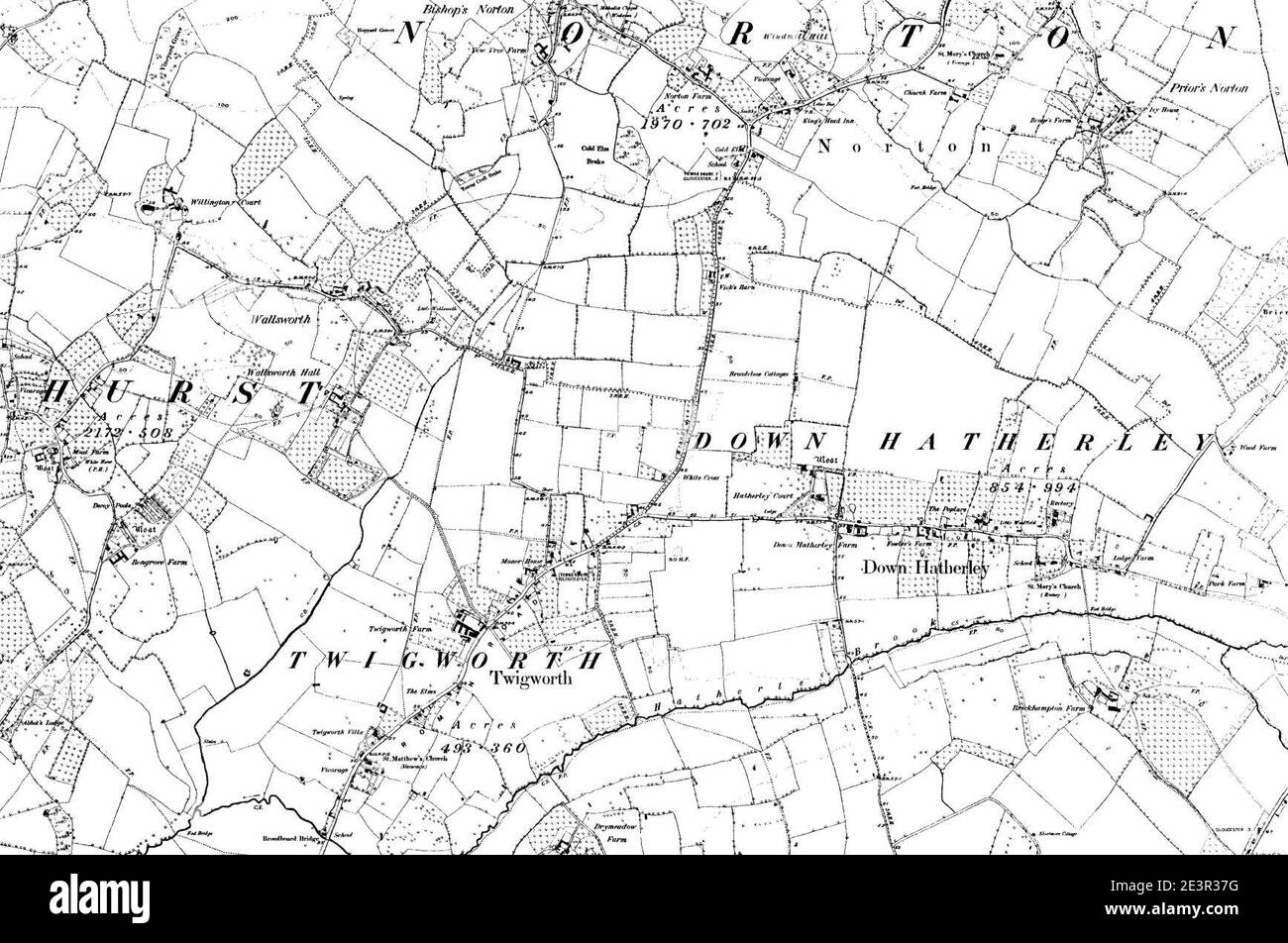 Map of Gloucestershire OS Map name 025-NE, Ordnance Survey, 1884-1894 ...