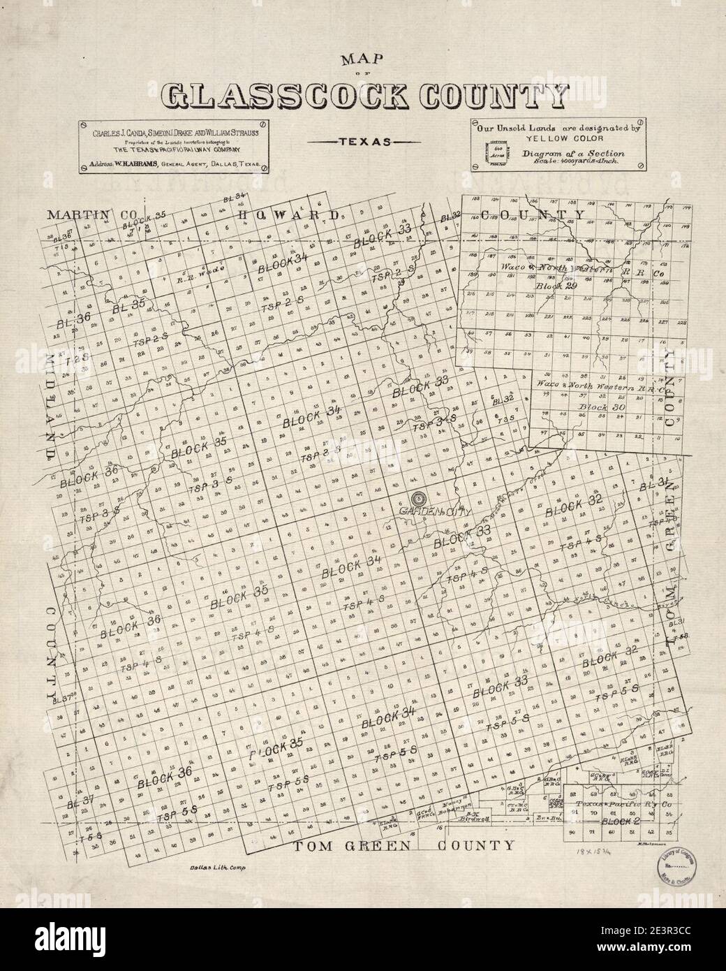 Map of Glasscock County, Texas Stock Photo Alamy