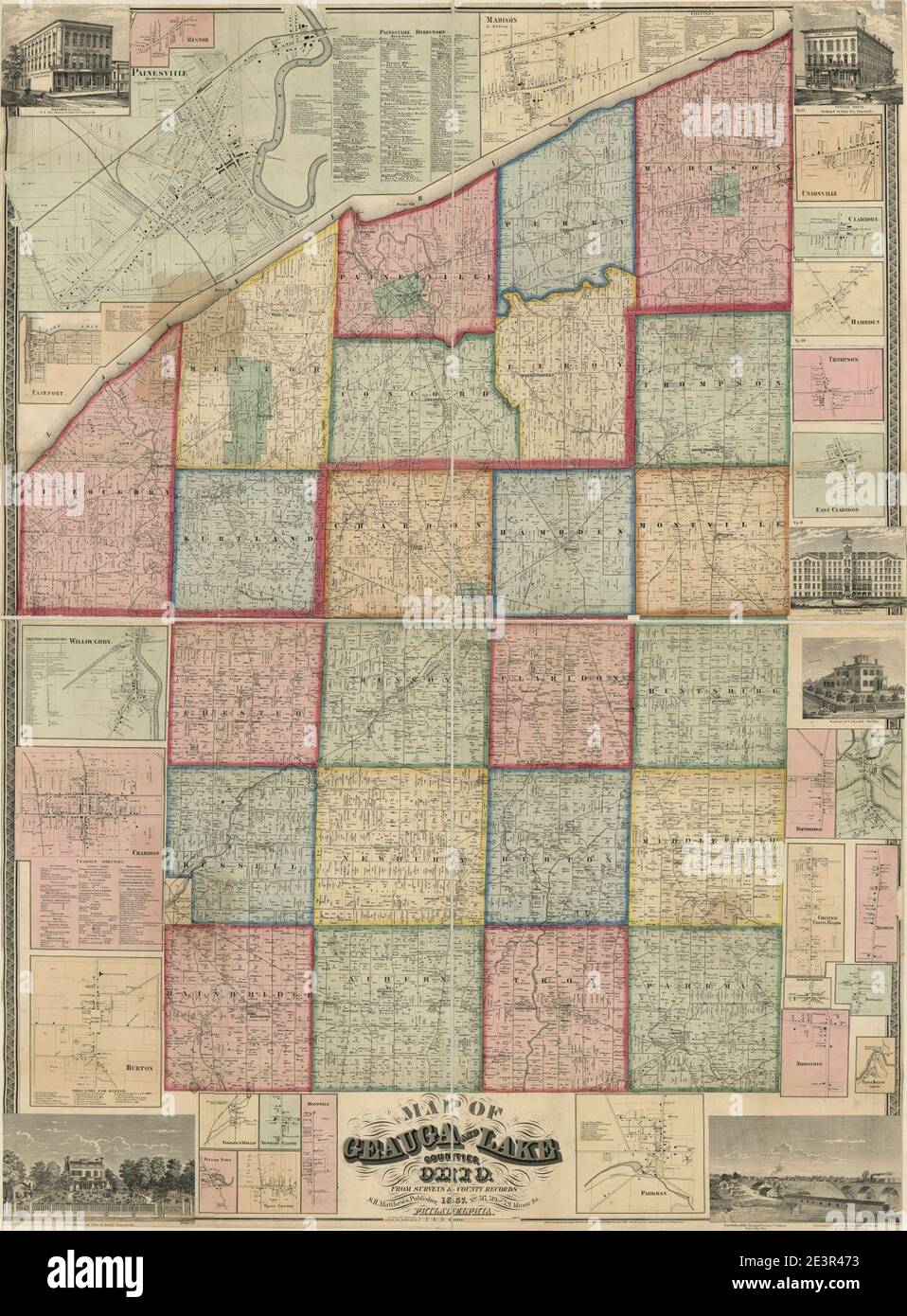 Map of Geauga and Lake counties, Ohio Stock Photo Alamy