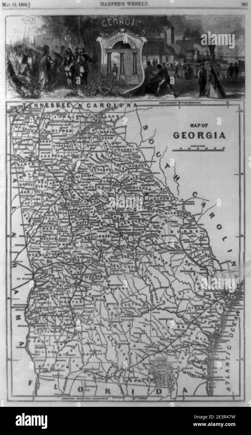 Vintage map of georgia Black and White Stock Photos & Images - Alamy