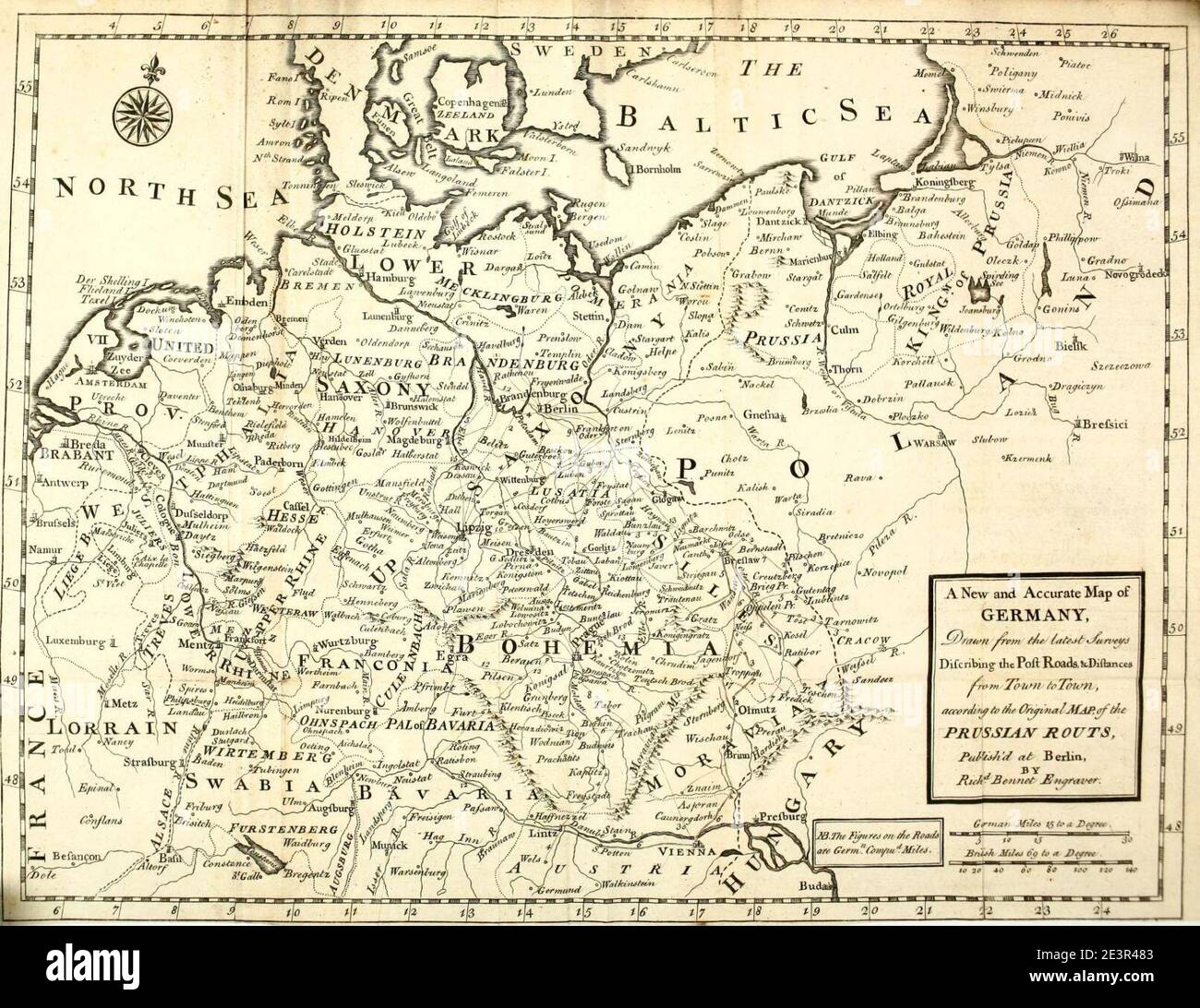 Map of Germany published 1763 Stock Photo Alamy