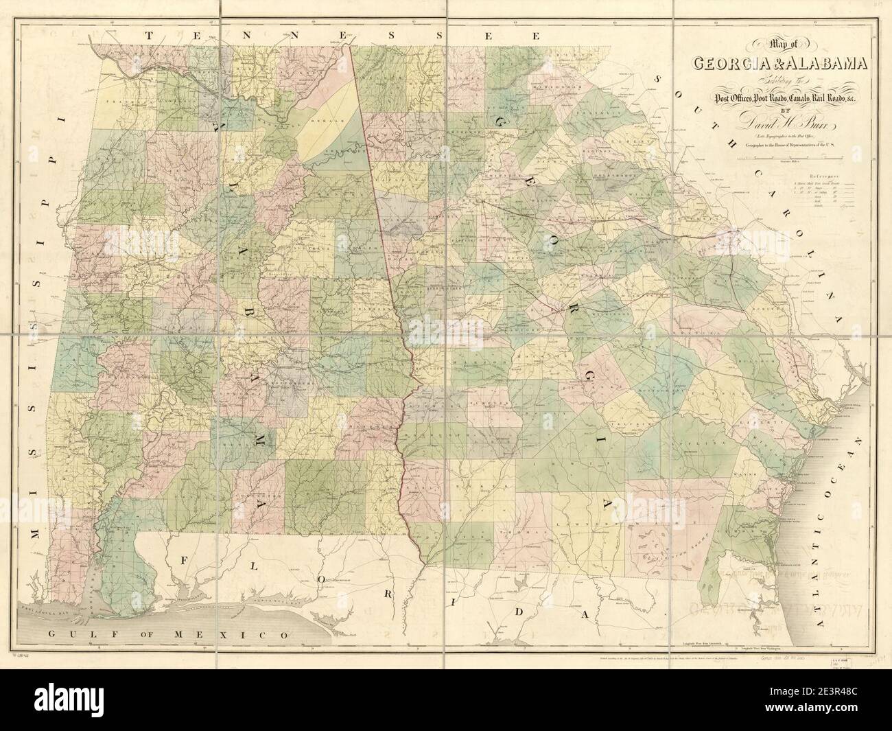 Map of & Alabama exhibiting the post offices, post roads