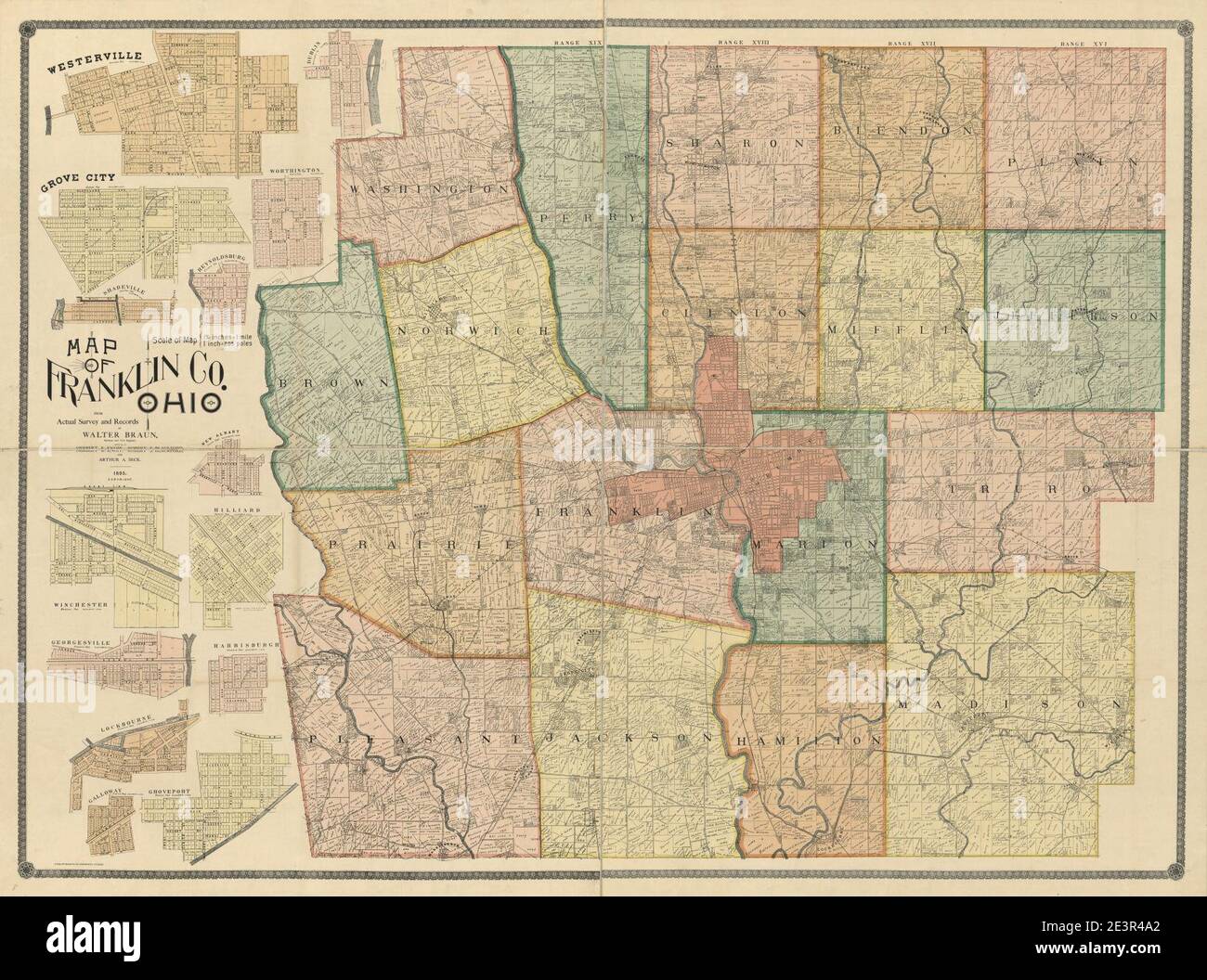 Map of Franklin County, Ohio Stock Photo Alamy