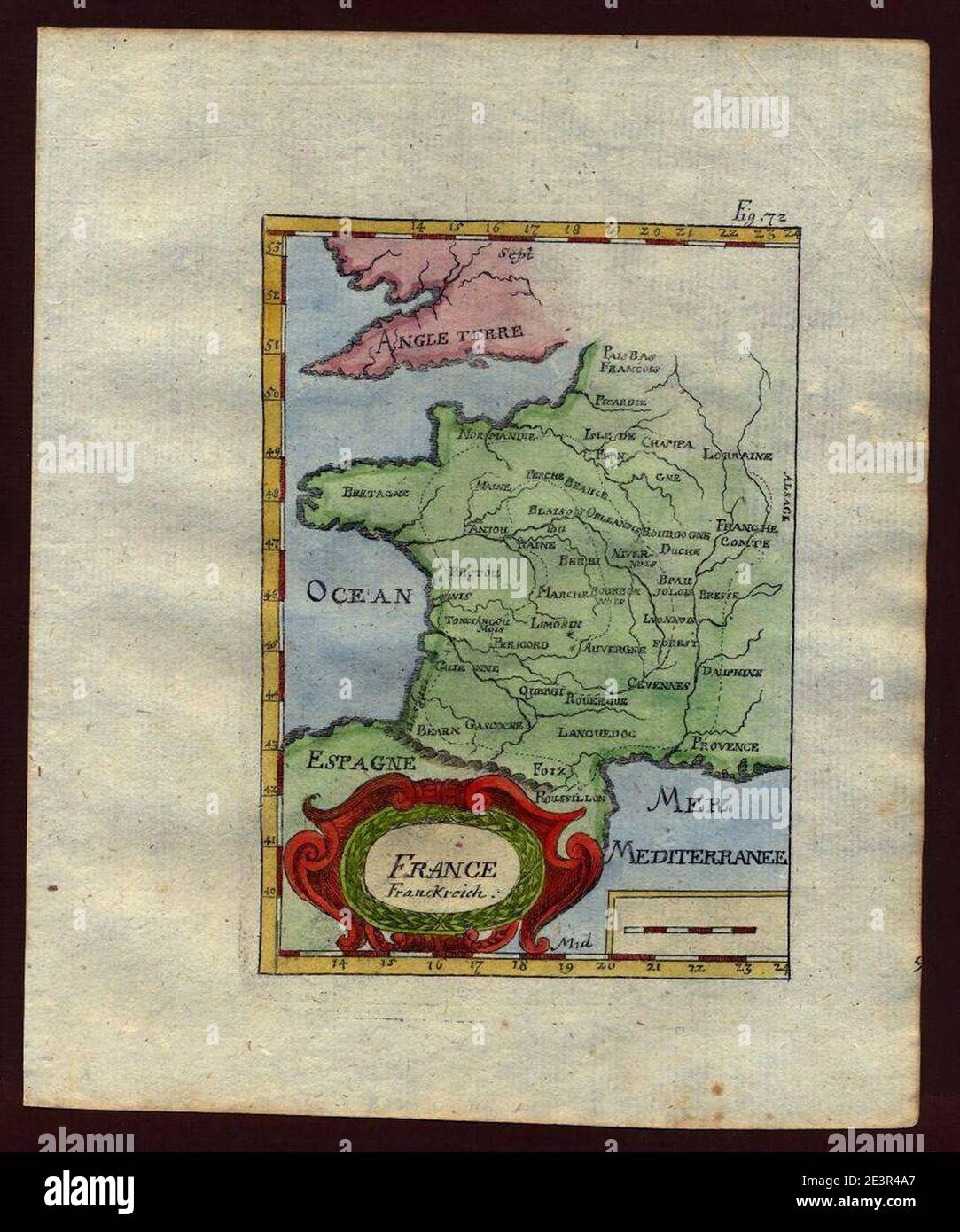 Map of France, 1719 Stock Photo Alamy