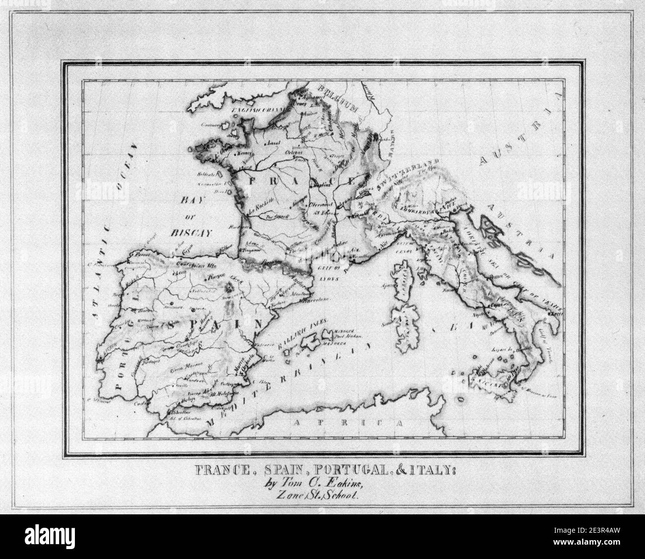 Map of France, Spain, Portugal, and Italy J2 Stock Photo - Alamy