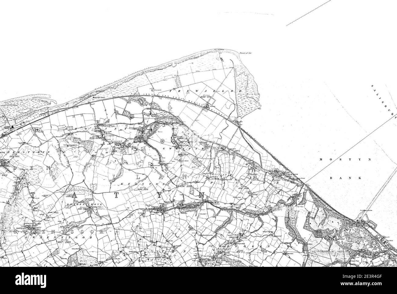 Map of Flintshire Sheet 002, Ordnance Survey, 18781882 Stock Photo Alamy