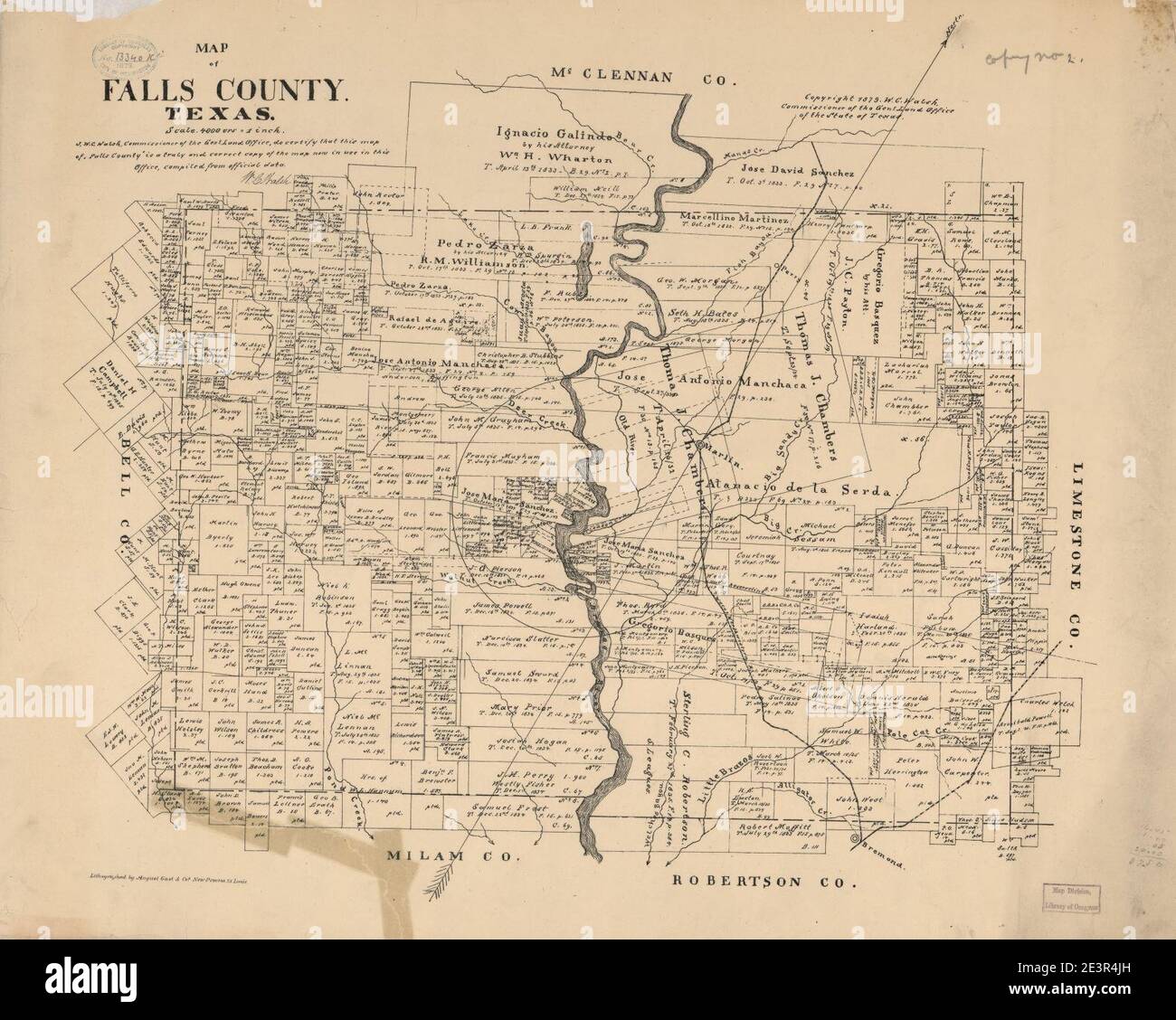 Map of Falls County, Texas Stock Photo Alamy
