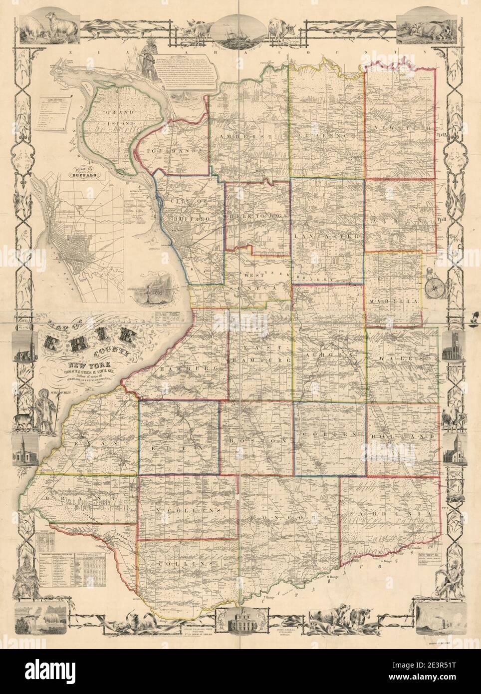 Map of Erie County, New York from actual surveys Stock Photo Alamy