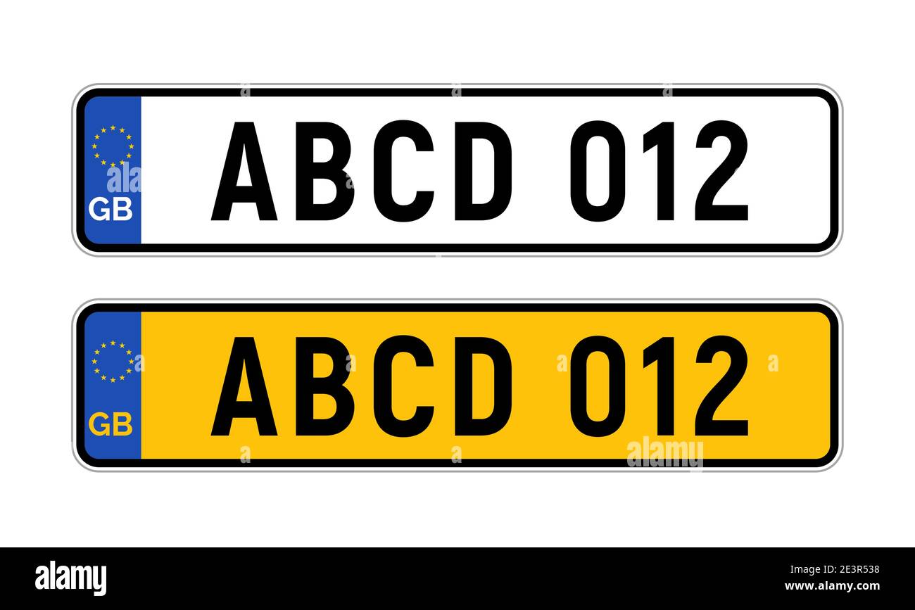 British uk car license plate template. GB car registration numberplate sign  design Stock Vector Image & Art - Alamy