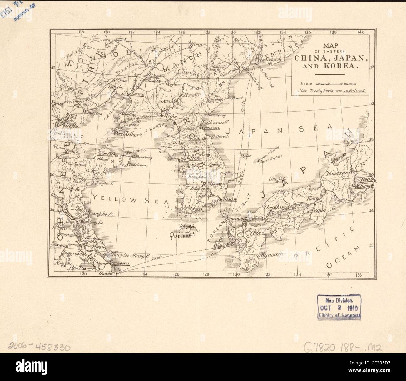 Map of eastern China, Japan, and Korea Stock Photo Alamy