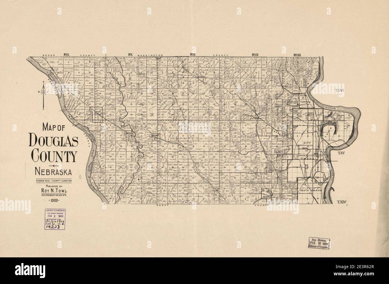 Map of Douglas County, Nebraska Stock Photo Alamy