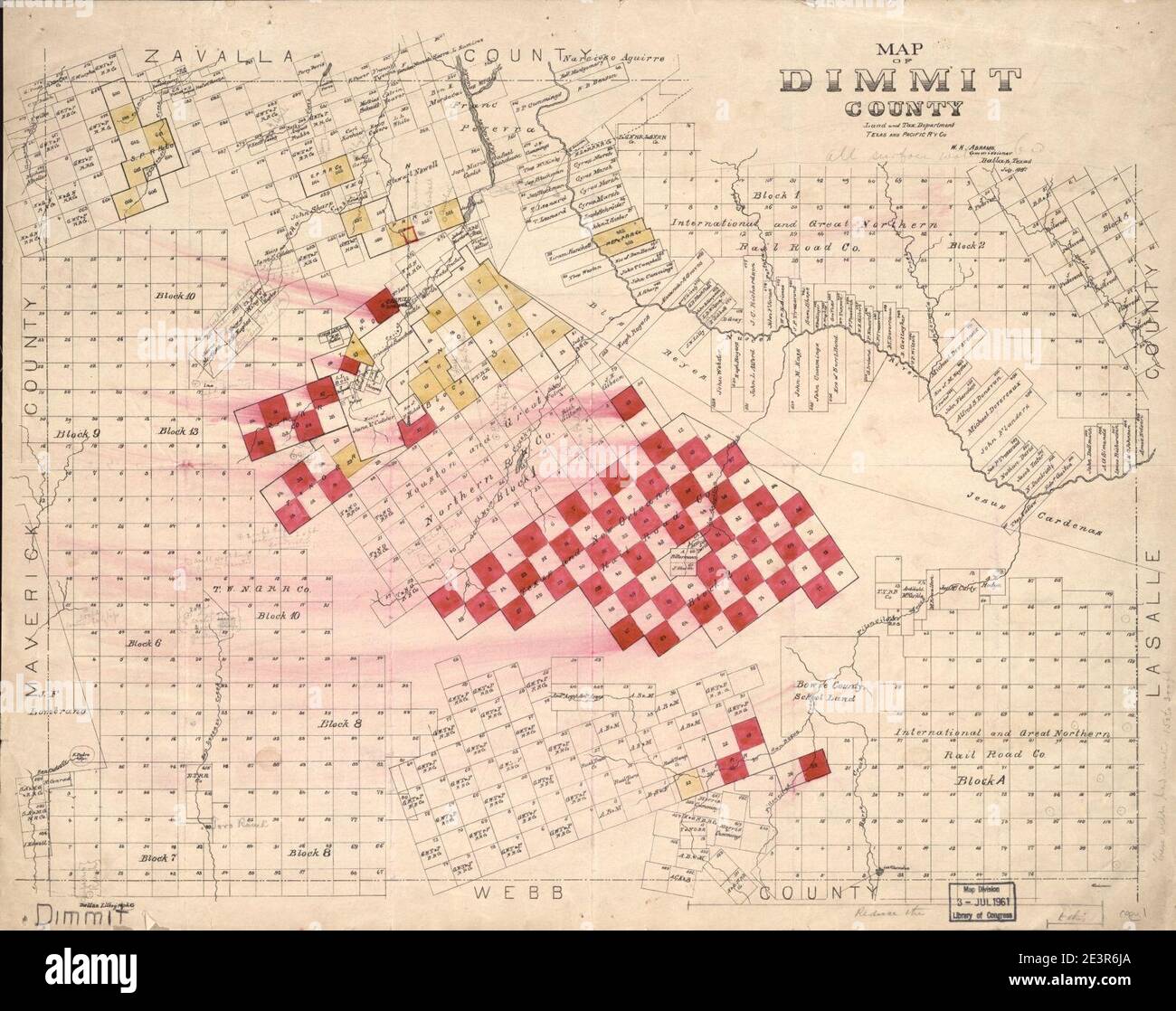 Map of Dimmit County Land and Tax Department, Texas and Pacific R'y