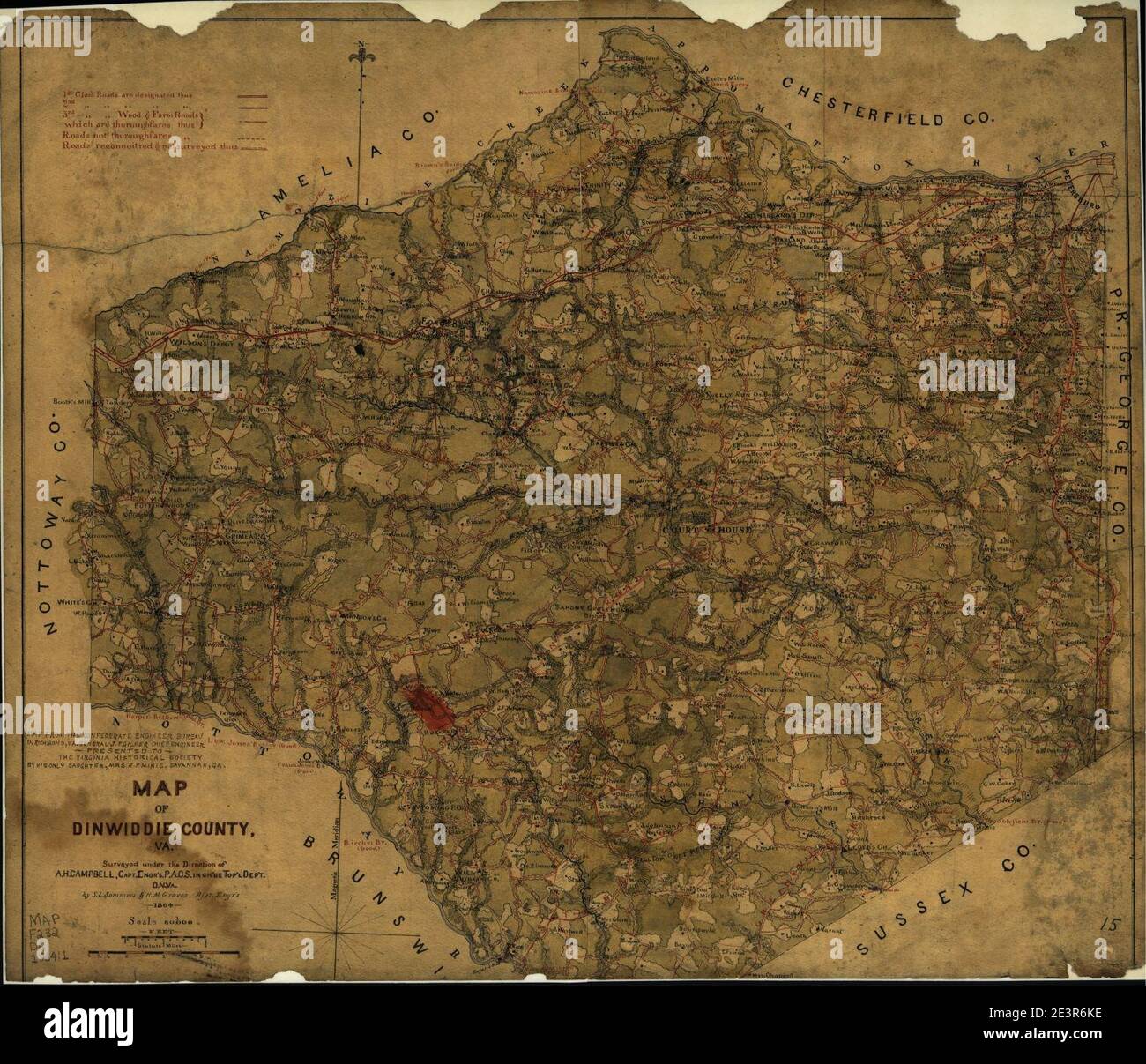 Map of Dinwiddie County, Va. surveyed under the direction of A.H