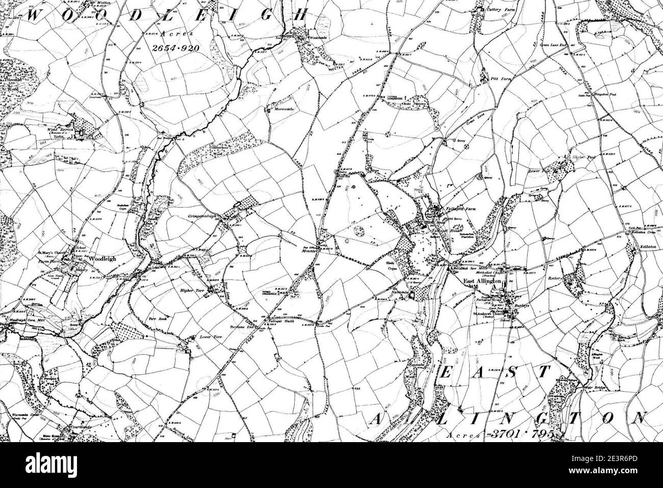 Map of Devon OS Map name 132-NE, Ordnance Survey, 1862-1898 Stock Photo ...