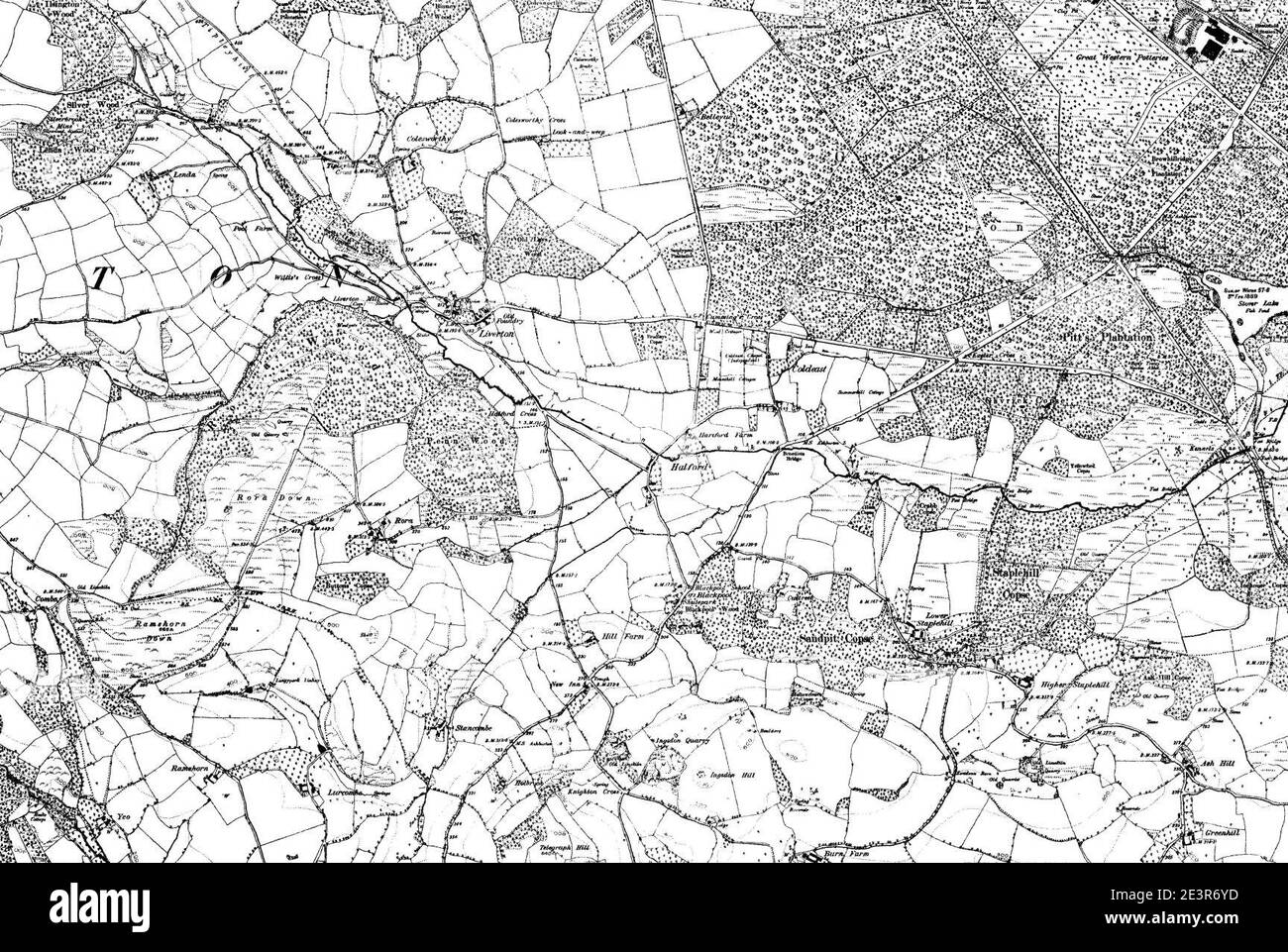 Map of Devon OS Map name 109-NW, Ordnance Survey, 1862-1898 Stock Photo ...