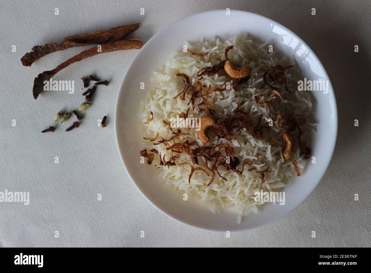 Homemade Aromatic traditional Ghee rice for special occasions like Christmas, Easter, Onam and other festivals Stock Photo