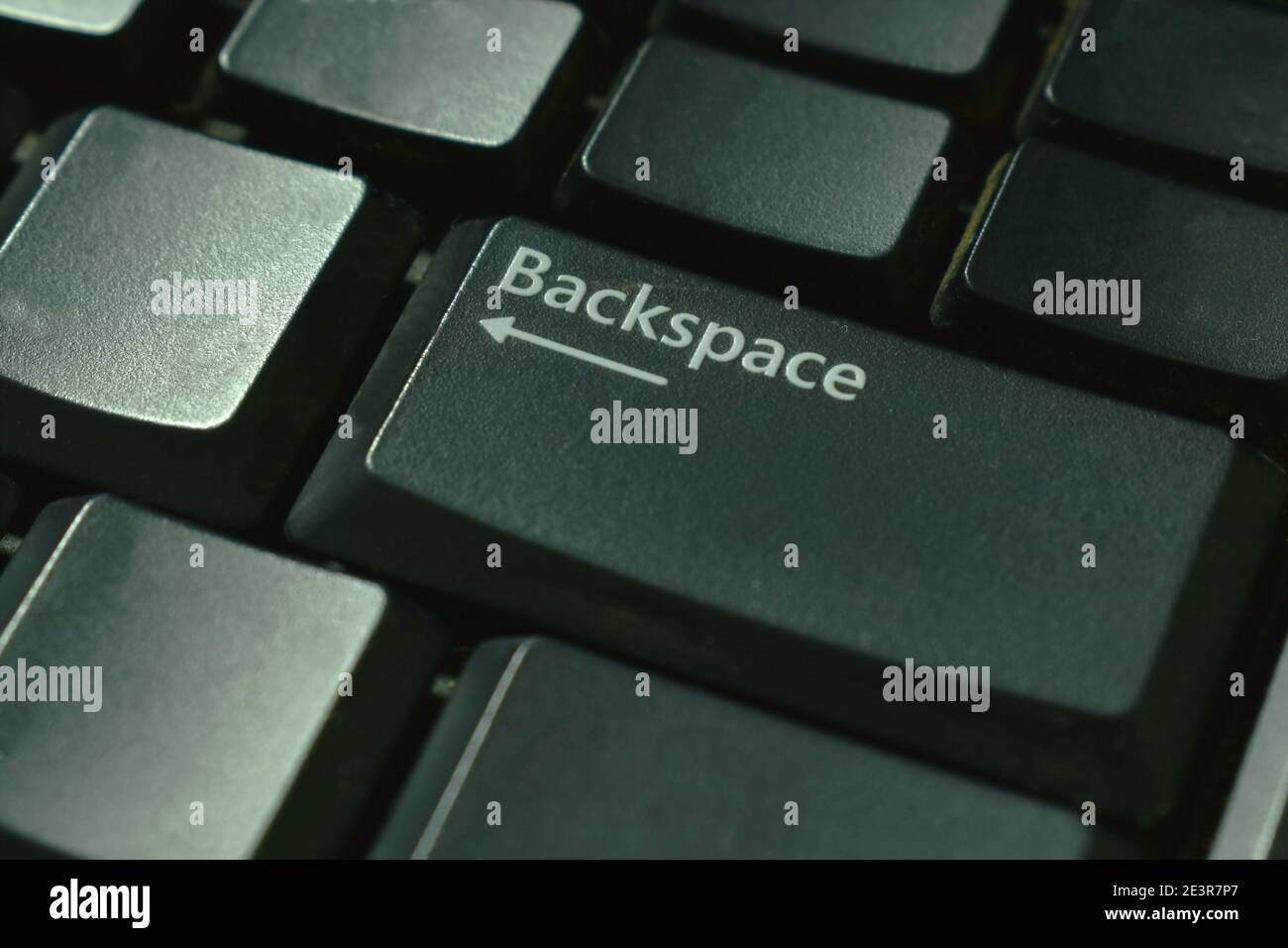 backspace tab on black computer keyboard background and texture Stock