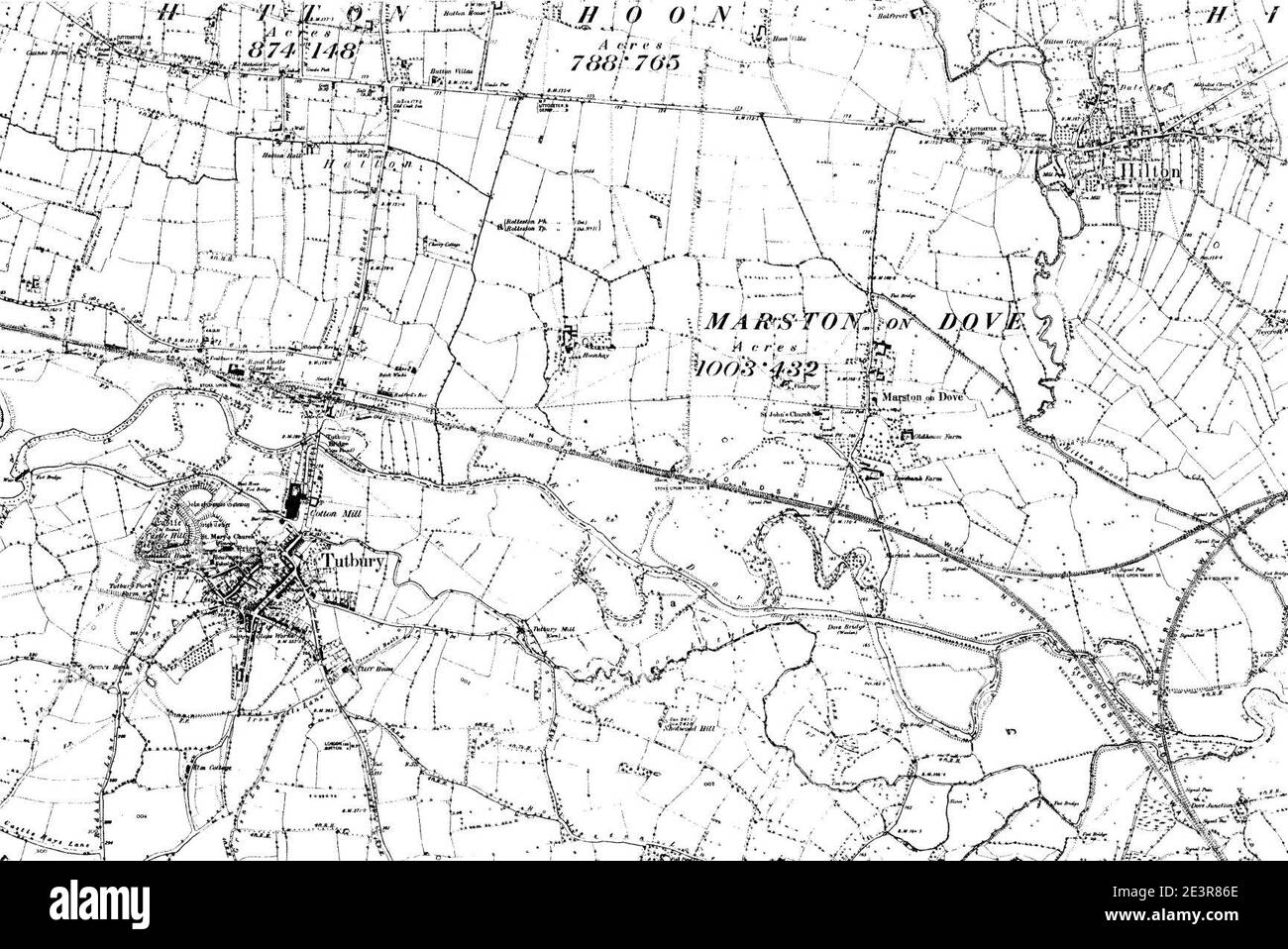 Map of Derbyshire OS Map name 053SE, Ordnance Survey, 18821896 Stock