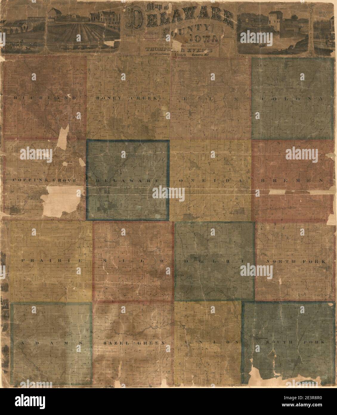 Map of Delaware County, Iowa Stock Photo Alamy