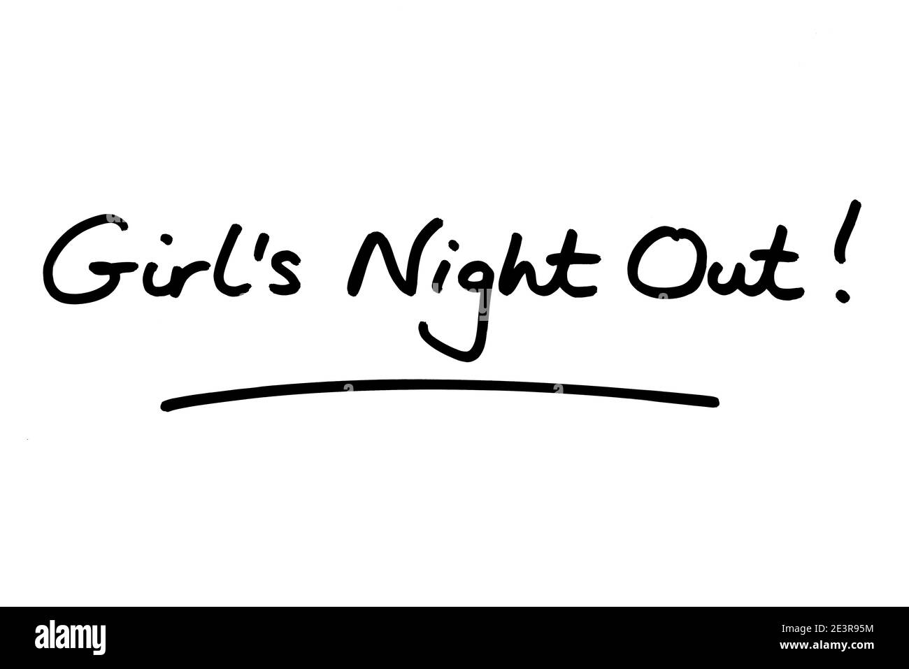 Girls Night Out! handwritten on a white background. Stock Photo