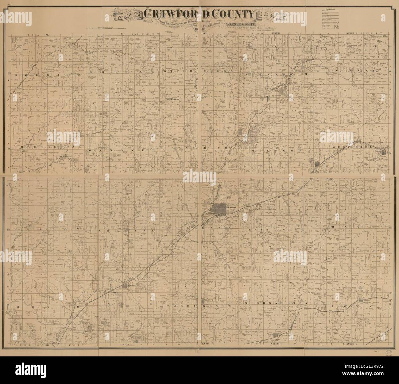Map of Crawford County, Iowa Stock Photo Alamy