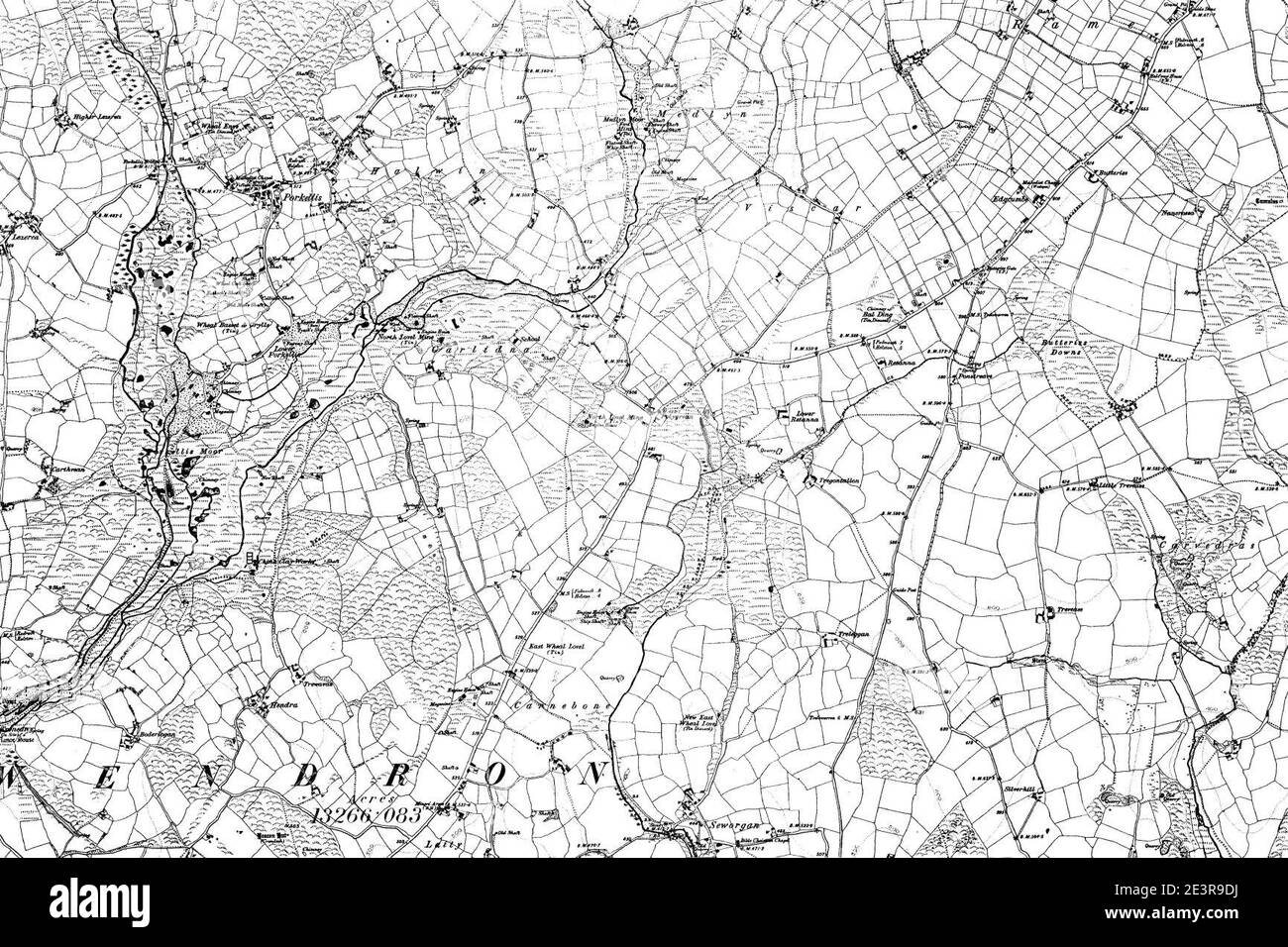 Map of Cornwall OS Map name 070-SE, Ordnance Survey, 1868-1896 Stock ...