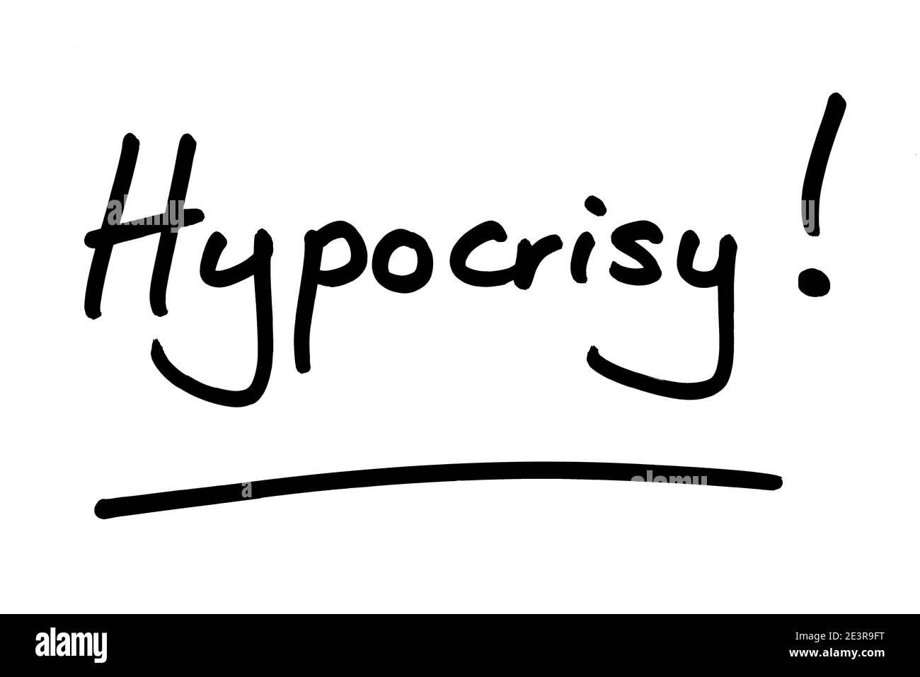 Hypocrisy! handwritten on a white background. Stock Photo