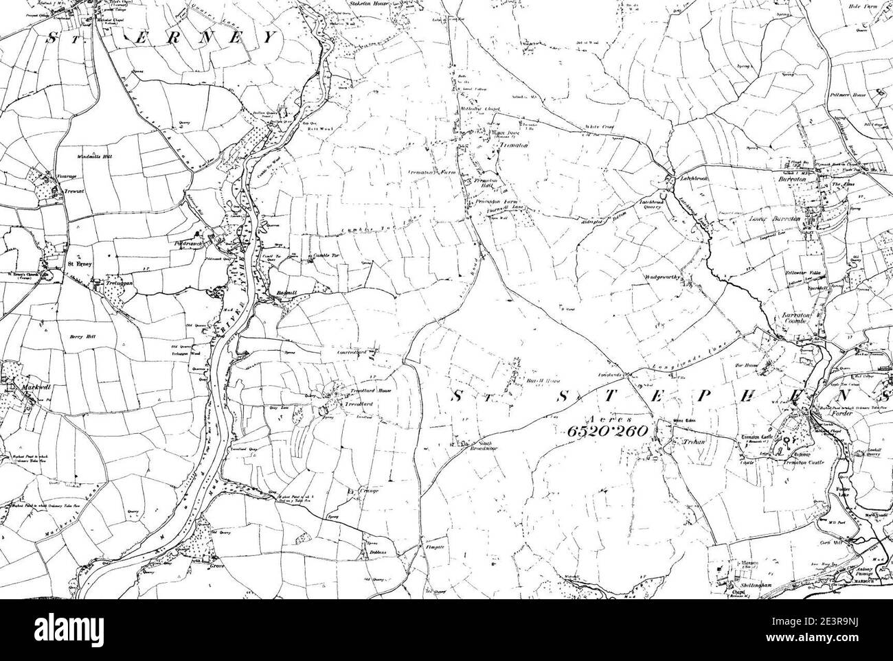 Map of Cornwall OS Map name 045NE, Ordnance Survey, 18681896 Stock
