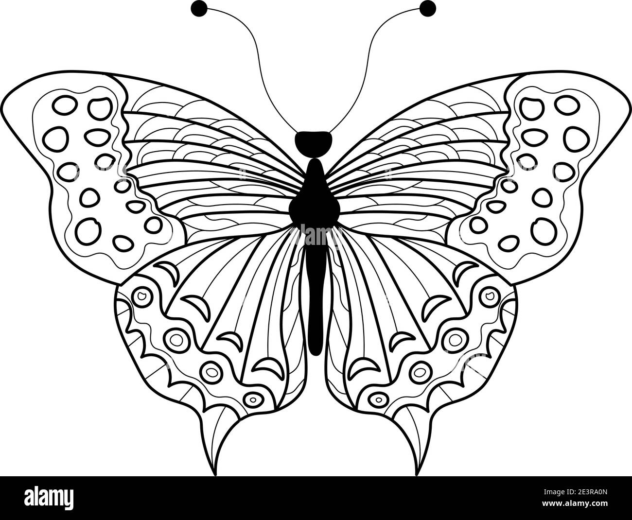 Butterfly coloring book. Linear drawing of a butterfly Stock ...