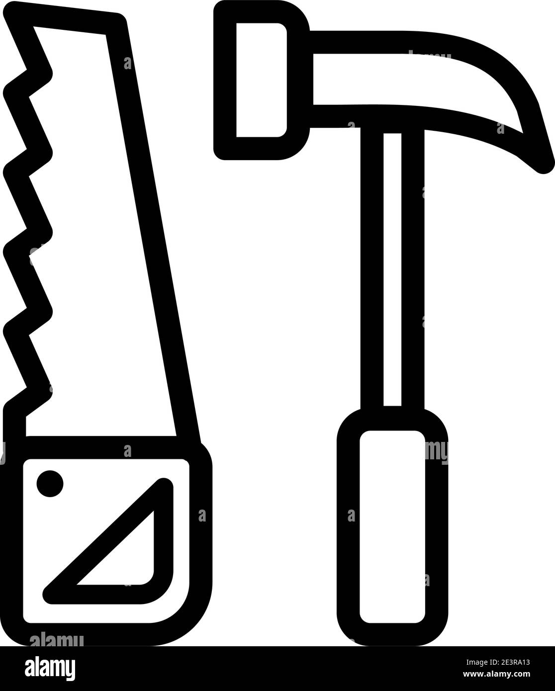 Saw and hammer simple vector icon or logo Stock Vector