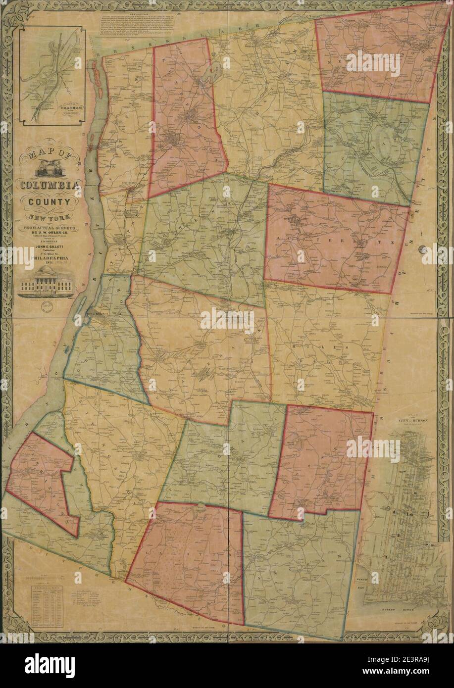 Map Of Columbia County, New York - From Actual Surveys Stock Photo - Alamy