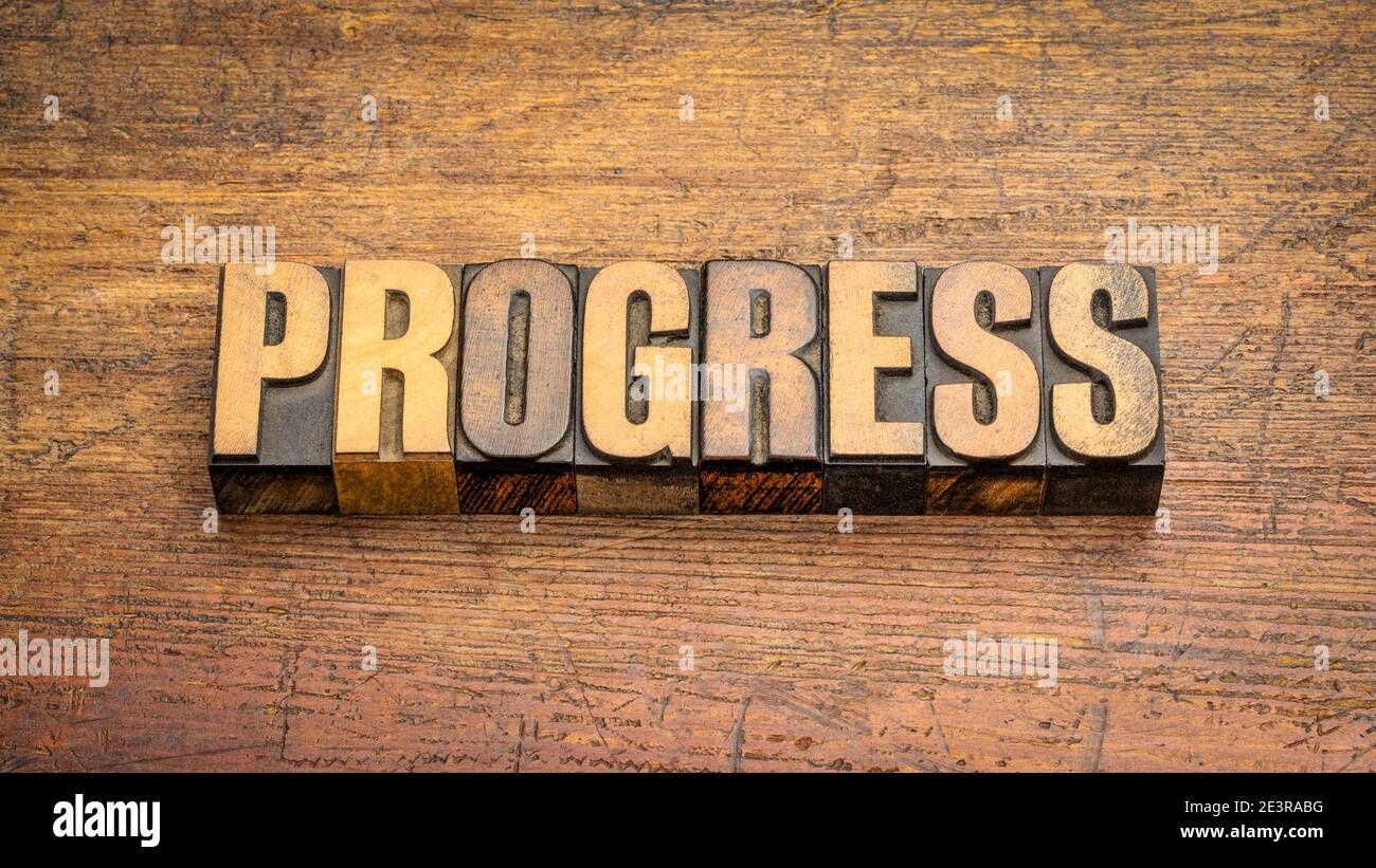 Progress word in vintage hi-res stock photography and images - Alamy