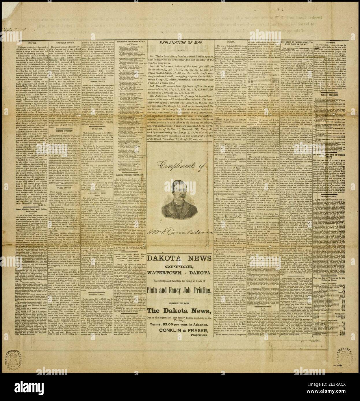 Map of Codington, Grant, Deuel, and Hamlin counties Dakota Stock Photo