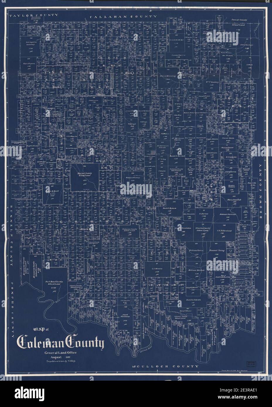 Map of Coleman County Stock Photo Alamy