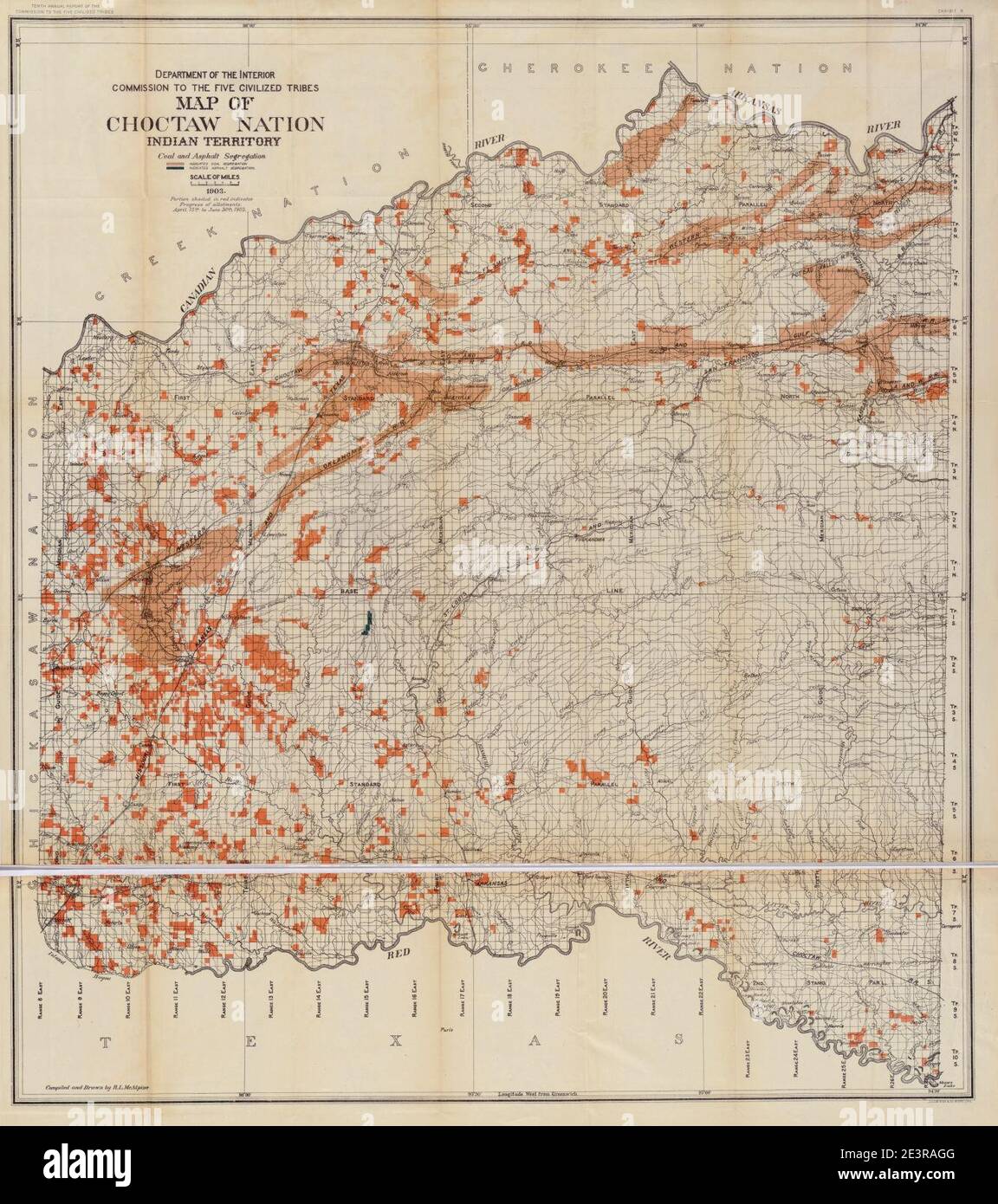 Map of Choctaw Nation, Indian territory, coal and asphalt segregation