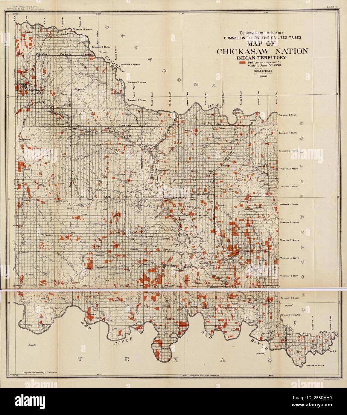 Map of Chickasaw Nation, Indian territory Stock Photo - Alamy
