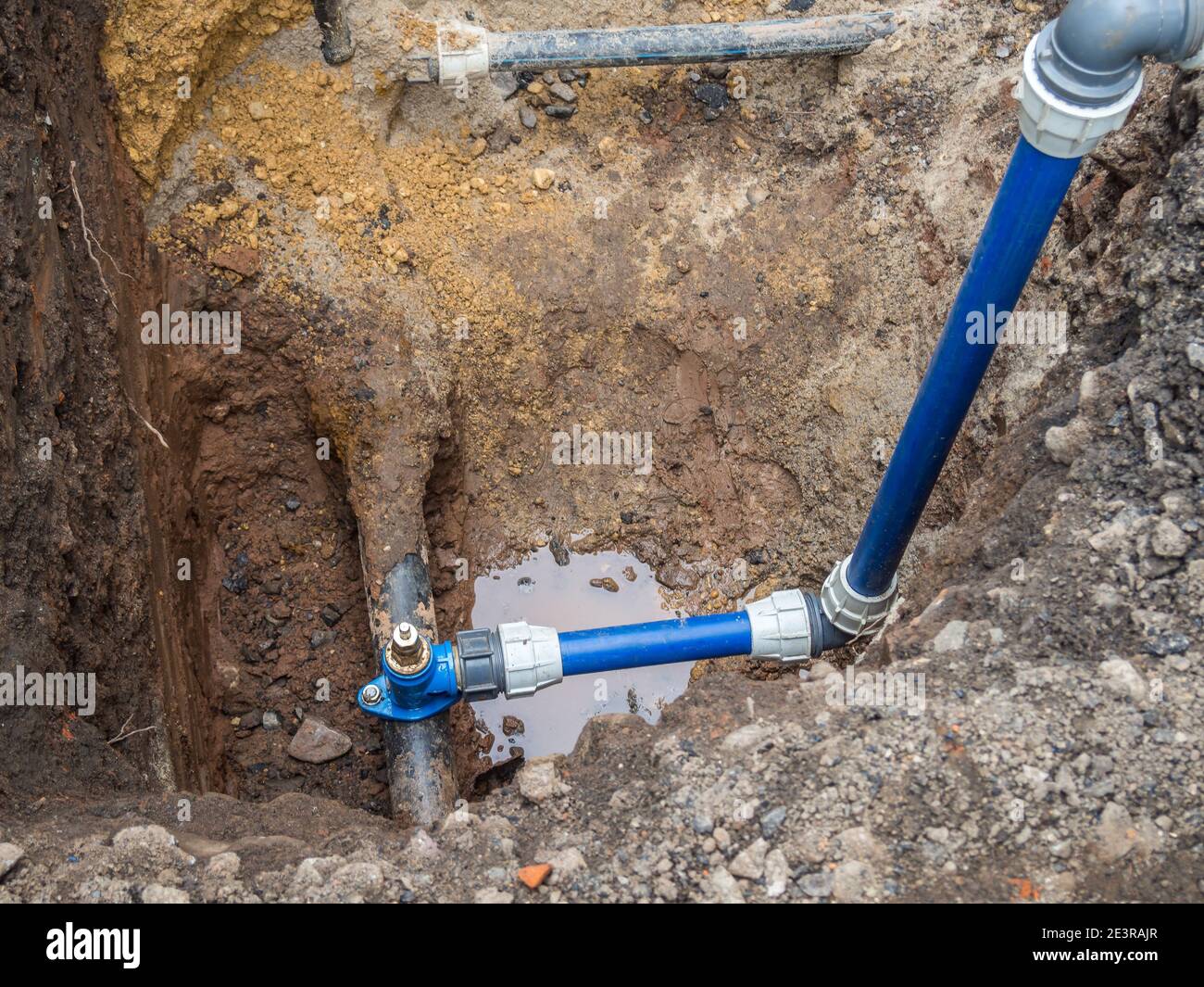 Construction site for a new water pipe Stock Photo Alamy