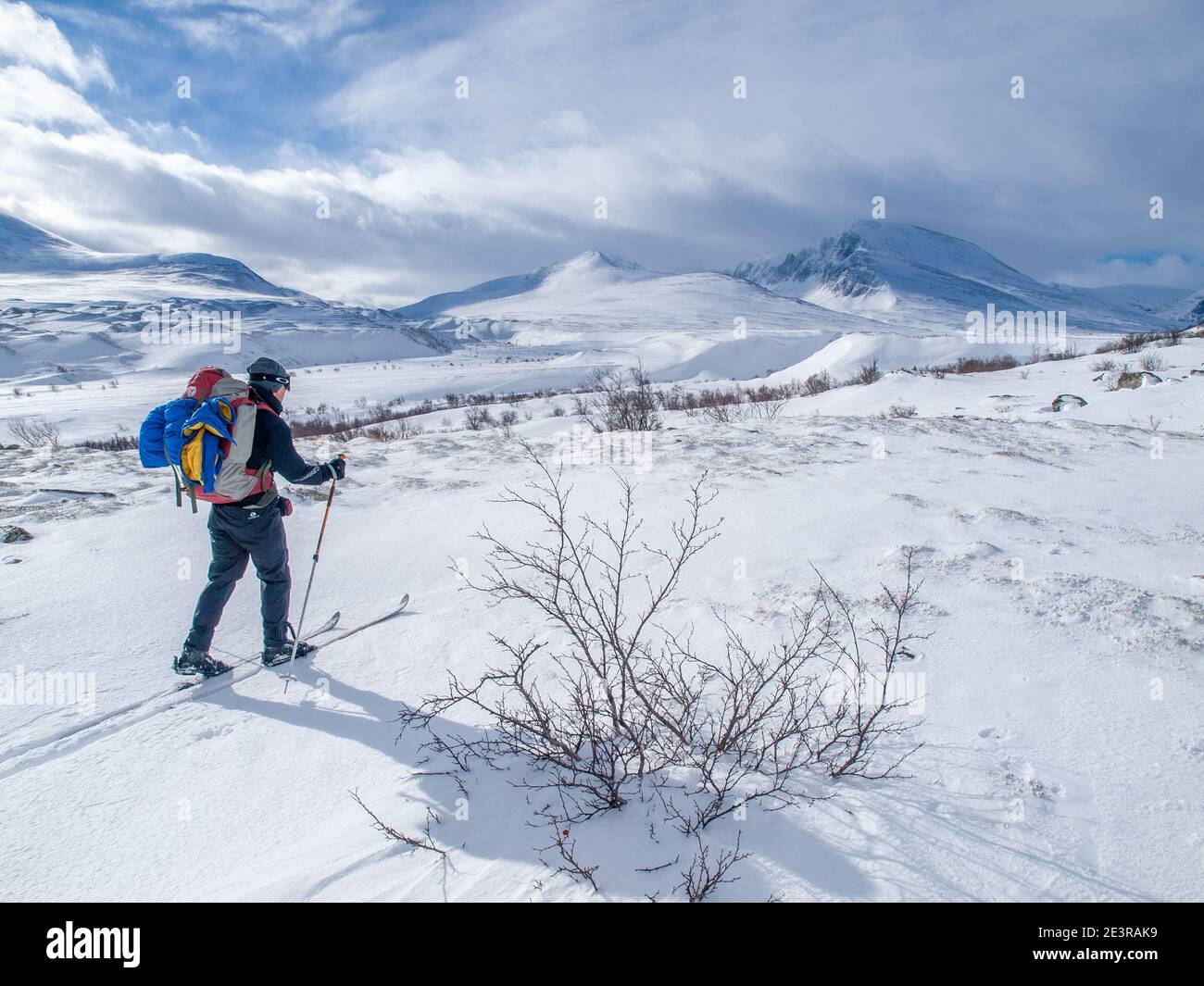 skiers ski-touring in the Rondane National Park, Norway, Scandinavia Stock Photo