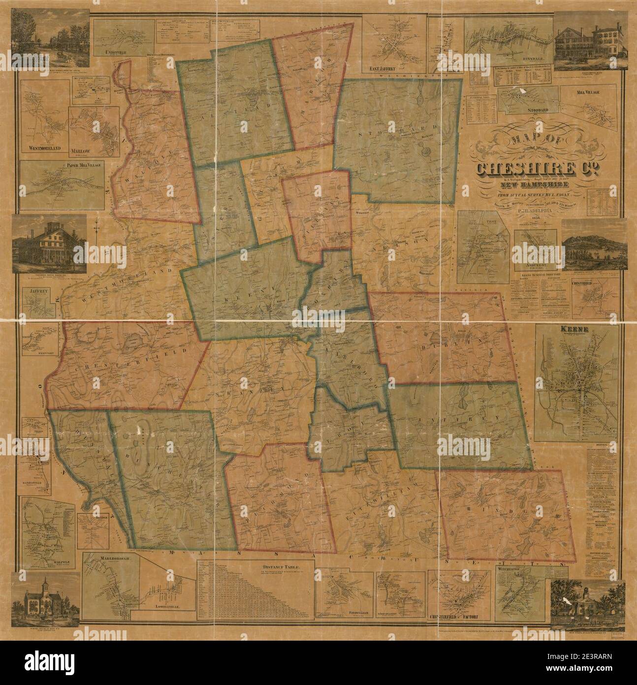 Map of Cheshire Co., New Hampshire Stock Photo Alamy