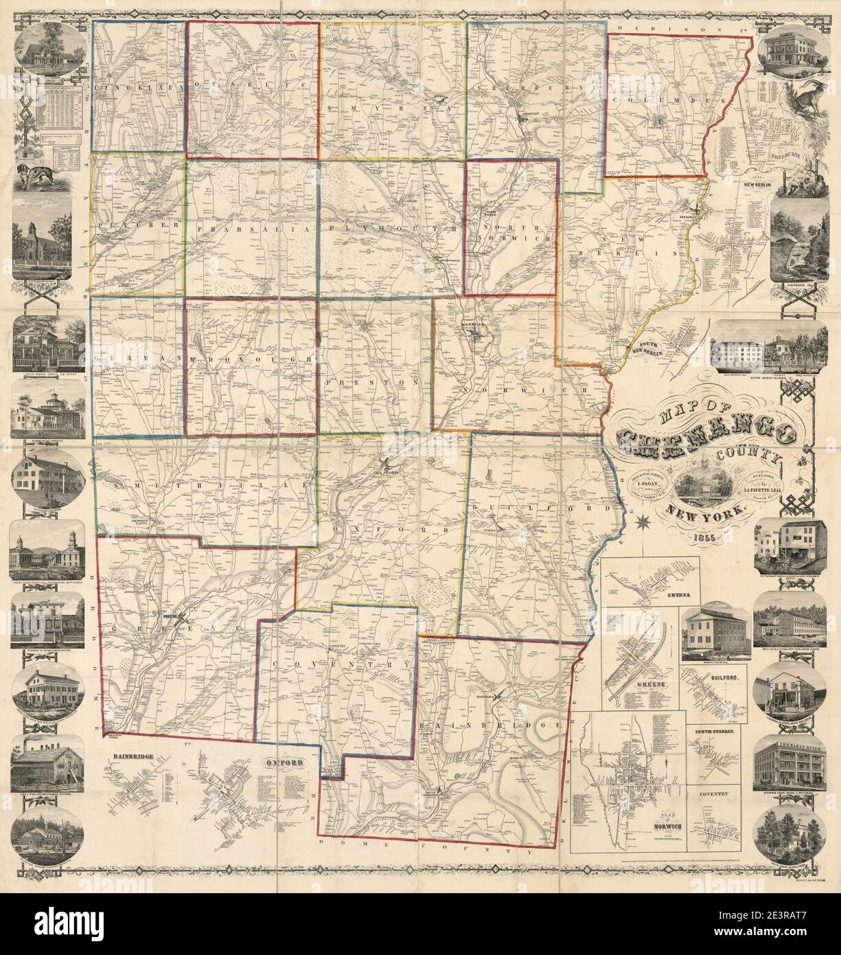 Map of Chenango County, New York from actual surveys Stock Photo Alamy