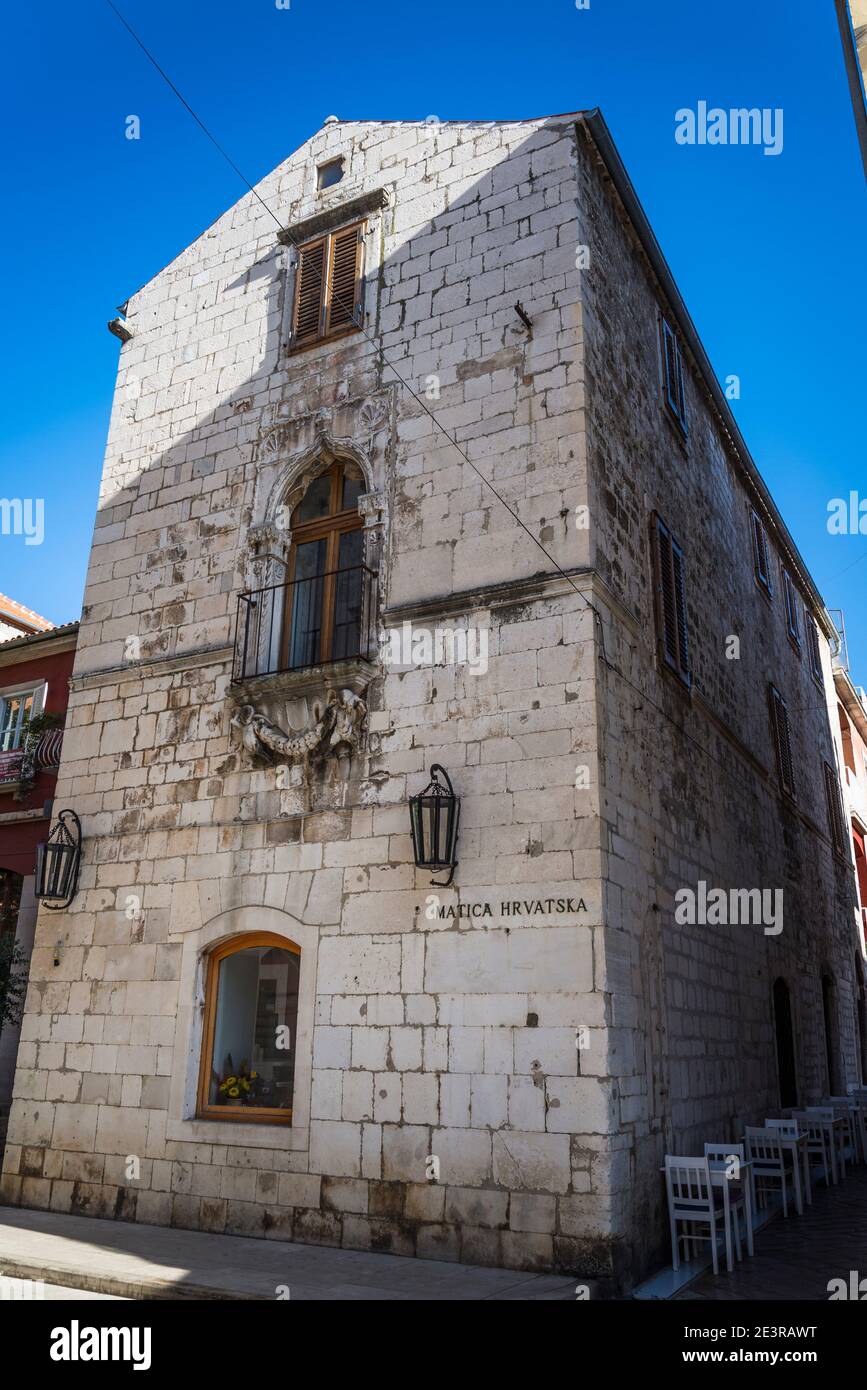 Venetian Gothic building now housing Match Hrvatska, a publishing house, Zadar, Dalmatia, Croatia Stock Photo