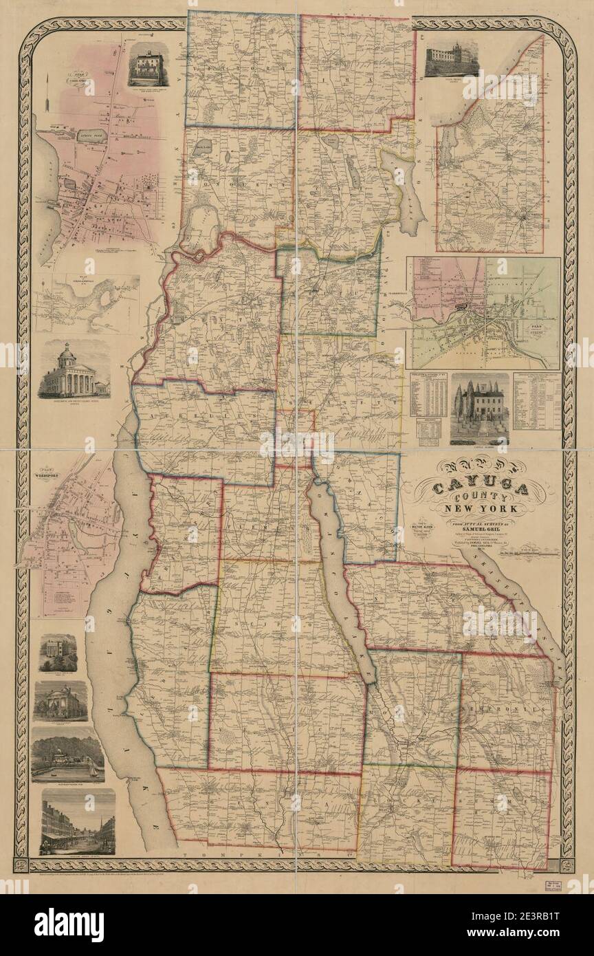 Map of Cayuga County, New York from actual surveys Stock Photo Alamy