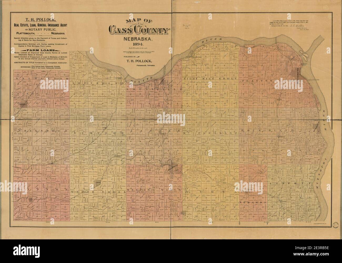 Map of Cass County, Nebraska Stock Photo Alamy