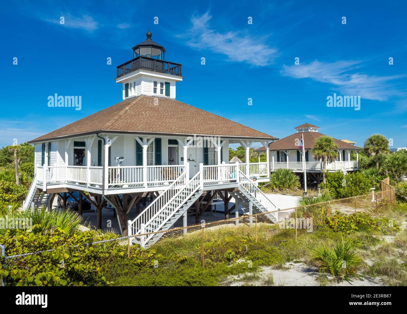 Port Boca Grande Lighthouse and Museum, in Gasparilla Island State Park on the Gulf of Mexico in southwest Florida in the United States Stock Photo