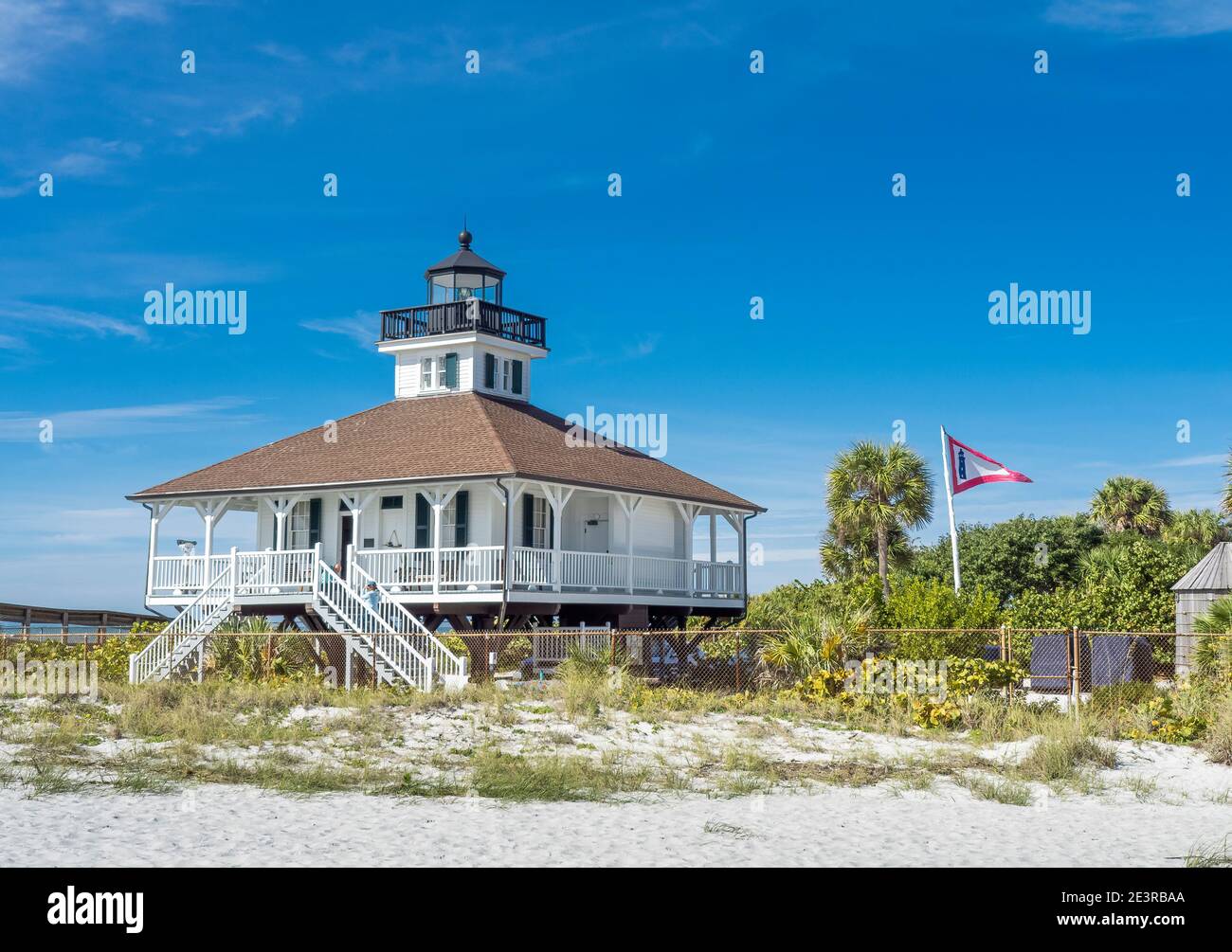 Port Boca Grande Lighthouse and Museum, in Gasparilla Island State Park on the Gulf of Mexico in southwest Florida in the United States Stock Photo