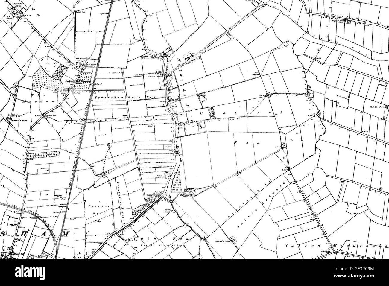 Map of Cambridgeshire OS Map name 024SE, Ordnance Survey, 18841892 Stock Photo Alamy