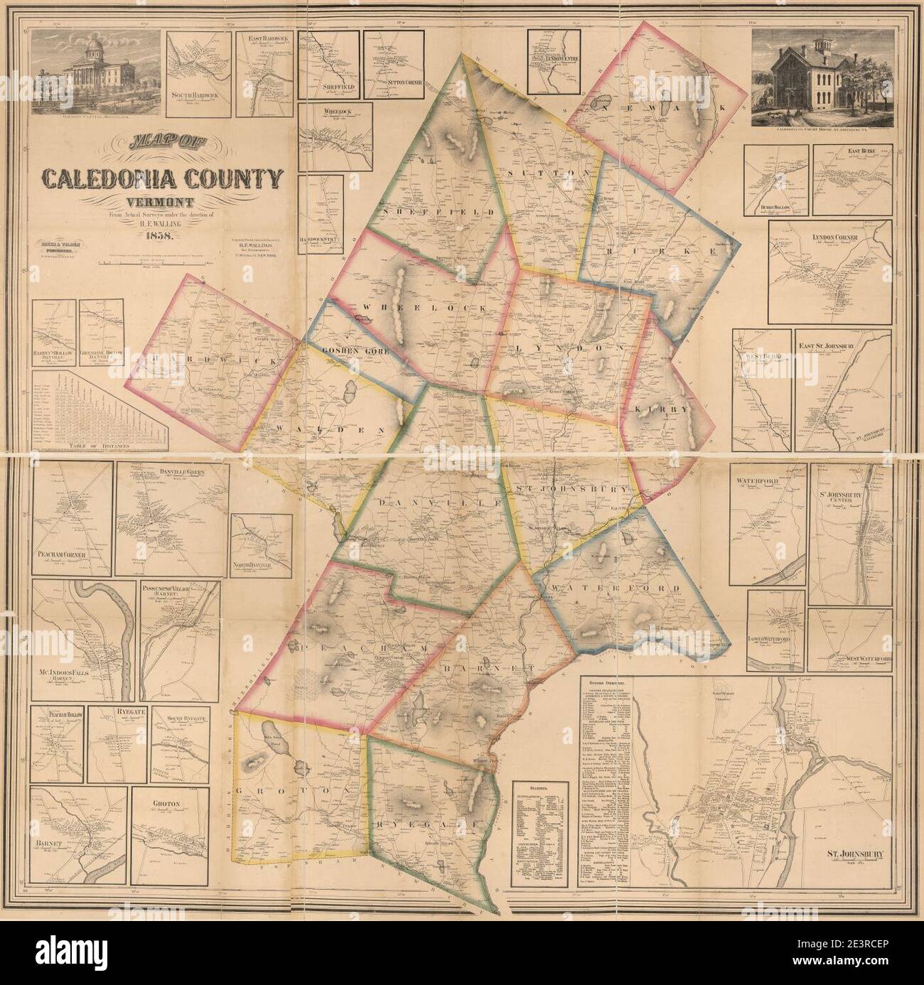 Map of Caledonia County, Vermont Stock Photo Alamy