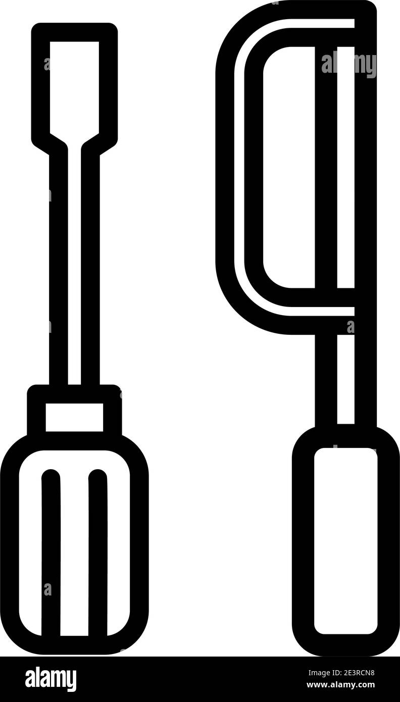 Saw and screwdriver simple vector icon or logo Stock Vector
