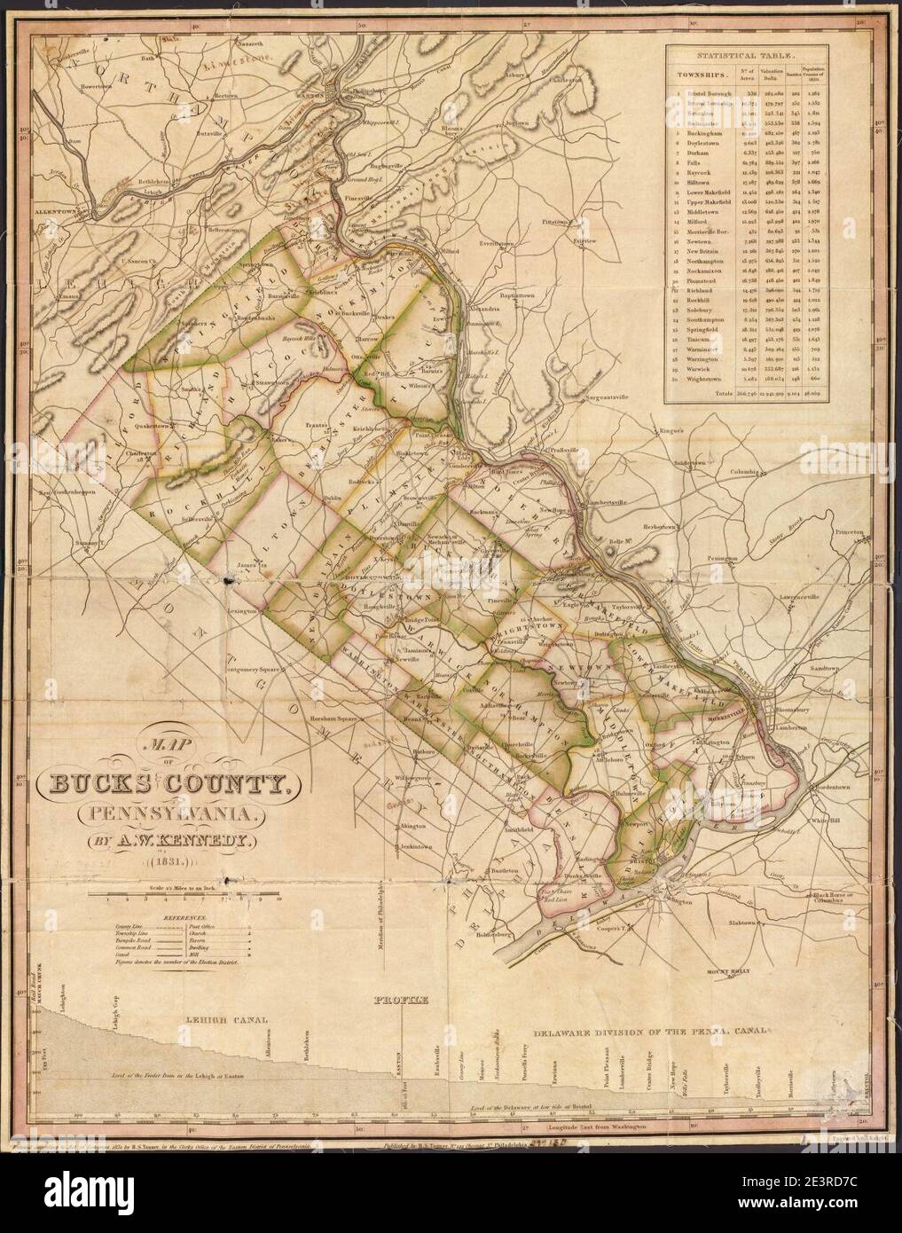Map of Bucks County, Pennsylvania Stock Photo Alamy