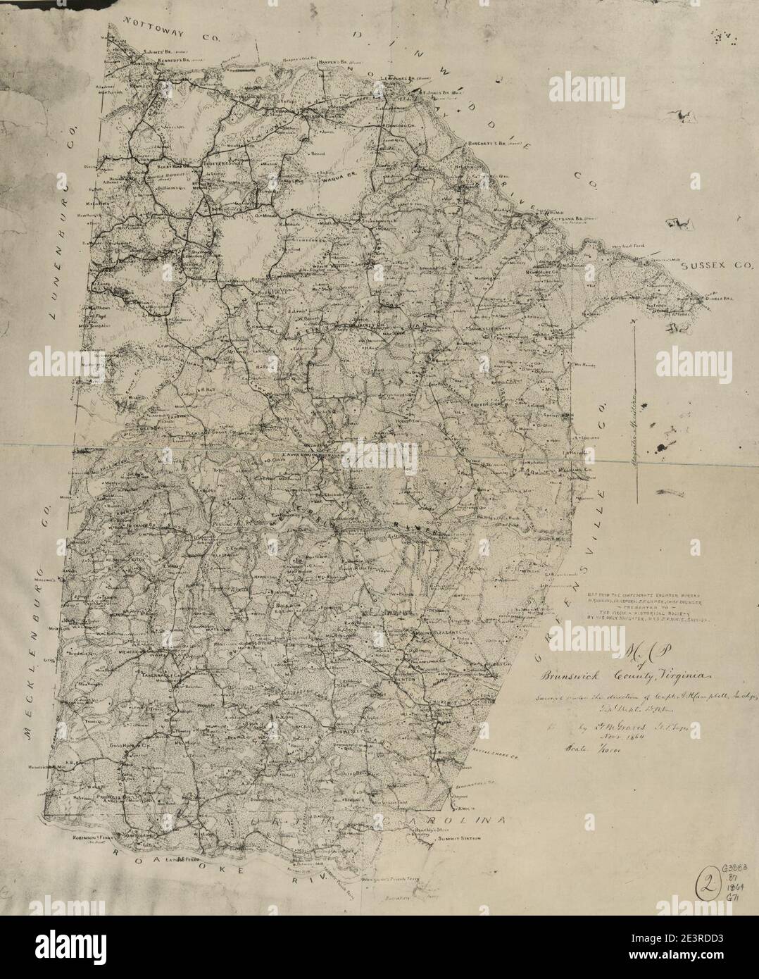 Map of Brunswick County, Virginia Stock Photo Alamy